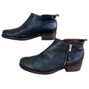 Eric Michael Navy Leather Heeled Ankle Boots